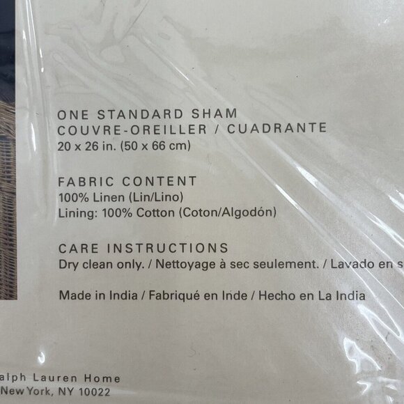 RALPH LAUREN Yorkshire Rose CREAM Standard Pillow SHAM LINEN NIP Set of 2 FLAW - Picture 5 of 12